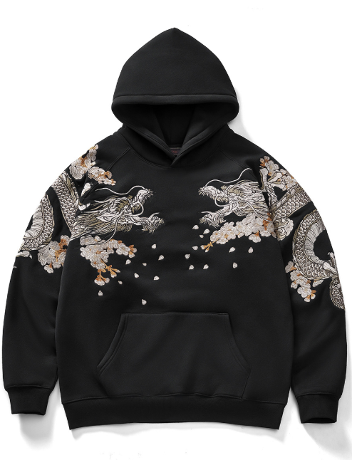 Chinese Dragon Embroidered Hoodie - Frozen