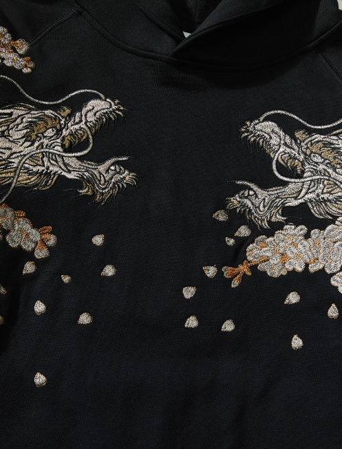 Chinese Dragon Embroidered Hoodie - Frozen